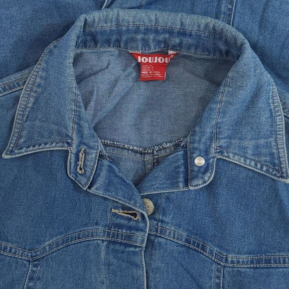 VTG JOUJOU Womens S Western Shirt Dress L/S Blue Denim Button Up 80s 90s EUC - Picture 7 of 8